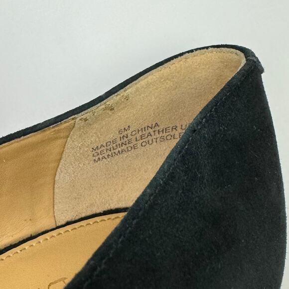 Talbots | Edison 6M Black Suede Leather Pointed Toe Embellished Fancy Heel Flats - Picture 10 of 13